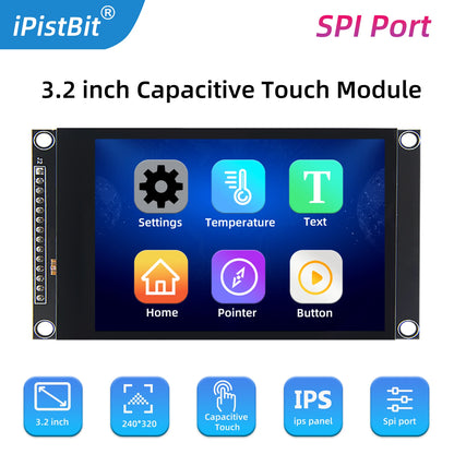 3.2" IPS TFT LCD Touch Display Module – ILI9341, SPI, for ESP32 & Arduino