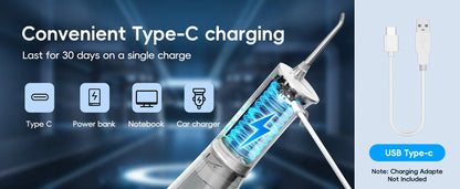 Electric Water Flosser Rechargeable | 300ml | IPX7 Waterproof | Home & Travel