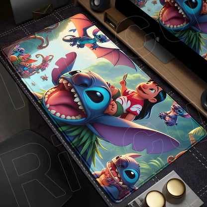 Cute Anime XXL Gaming Mouse Pad – Kawaii Stitch Design, Lock Edge, Non-Slip Rubber