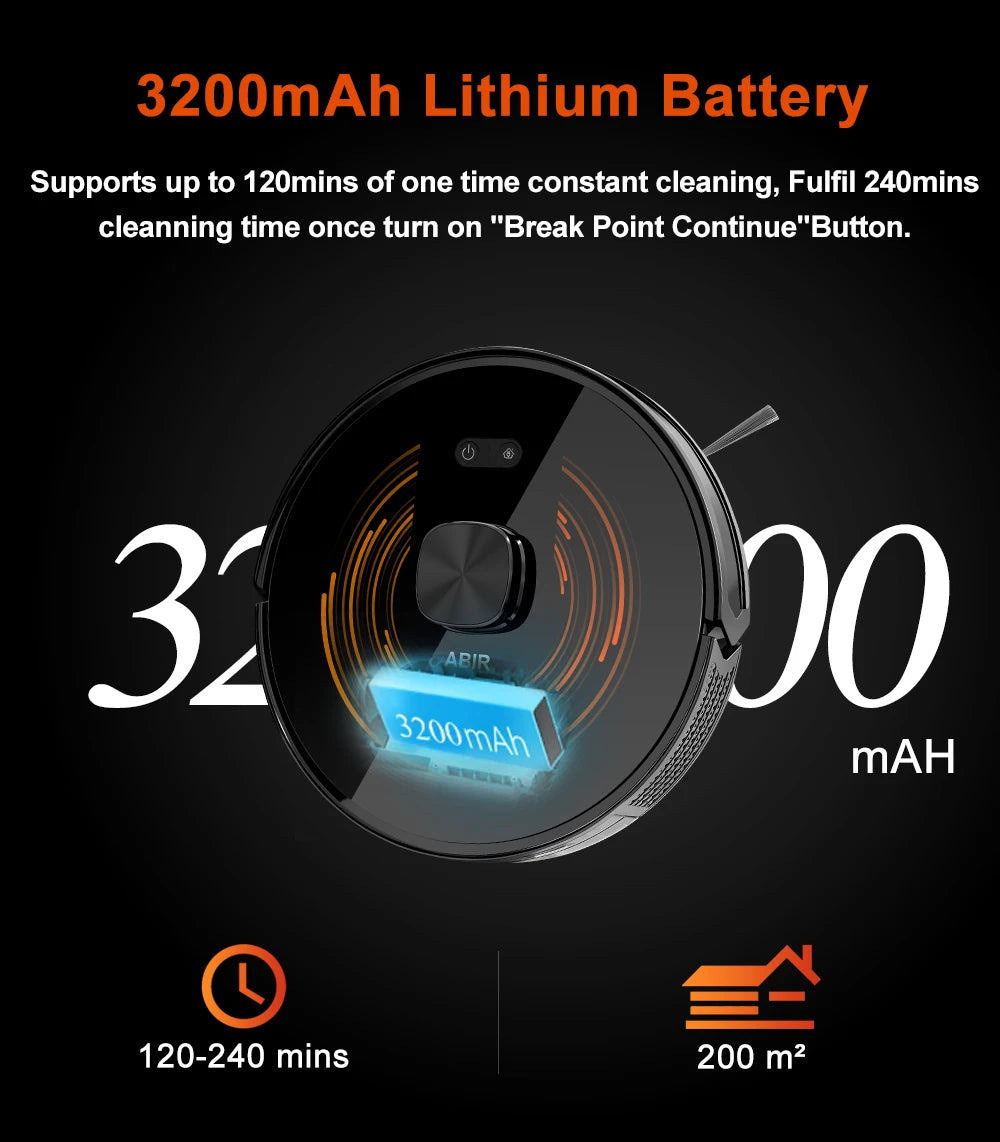 ABIR X9 Robot Vacuum Cleaner – Laser LiDAR, 6500PA Suction, UV Spot Cleaning, Multi-Floor Map, Auto Carpet Boost