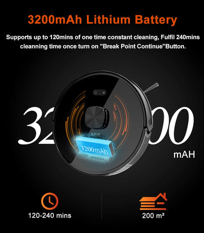 ABIR X9 Robot Vacuum Cleaner – Laser LiDAR, 6500PA Suction, UV Spot Cleaning, Multi-Floor Map, Auto Carpet Boost