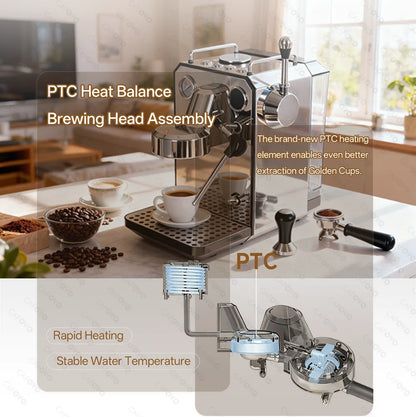 CAFOVO G3006 Espresso Machine – 15 Bar, 220V, Stainless Steel, Black/White