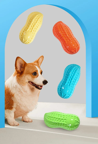 Peanut Squeaky Dog Chew Toy | TPR Teeth Cleaning Interactive Pet Toy
