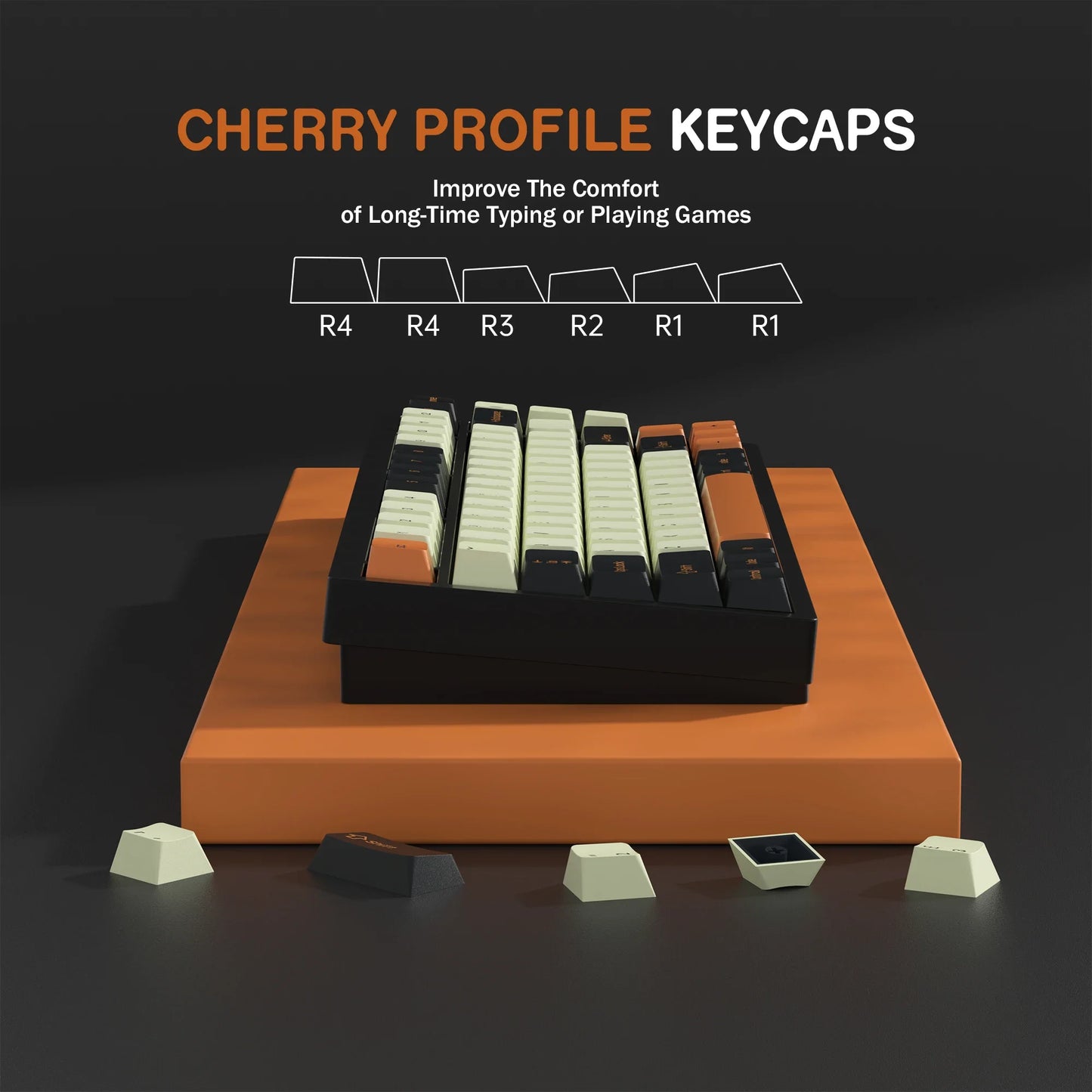 KBDiy GMK Carbon Keycaps 174 Keys | Cherry Profile PBT | Double Shot ISO | For Mechanical Keyboard