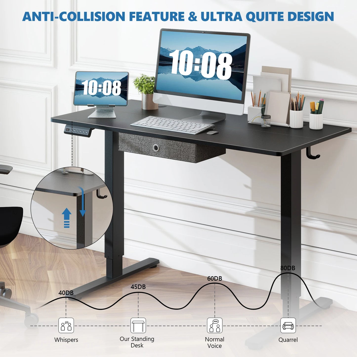 JHK Ergonomic Electric Standing Desk – Large Height Adjustable Home Office & Gaming Desk