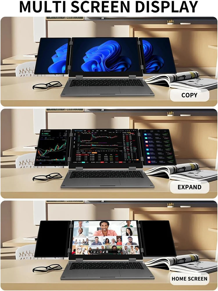 BYONE BAX16 Triple Screen Laptop — 16"+Dual 10.5", Intel i5-12450H, 64GB RAM, 4TB SSD