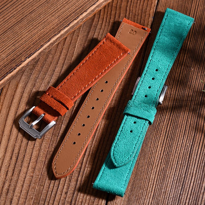 Vintage Suede Leather Watch Band – Quick Release 18/19/20/22mm for Men & Women