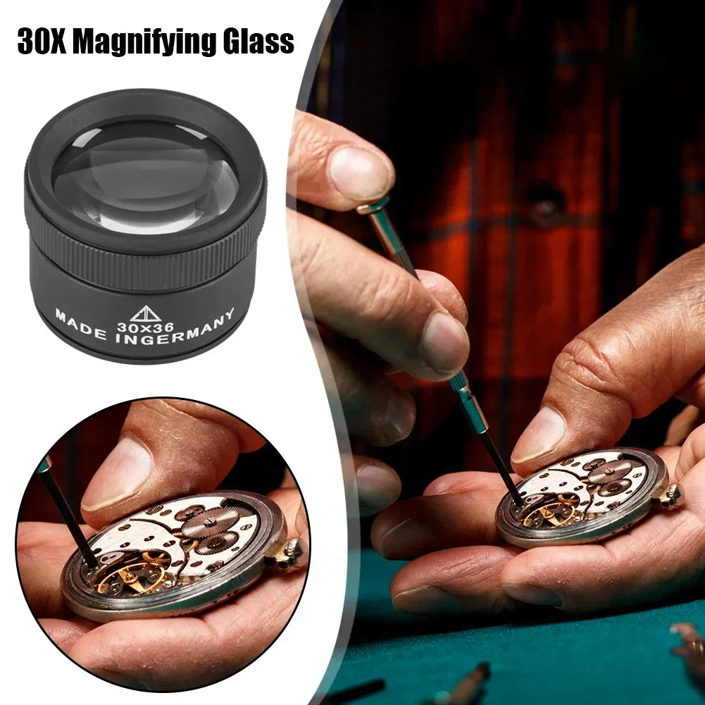 30X 36mm Magnifying Glass Loupe – K9 Optical Lens for Jewelry, Coins & Stamps