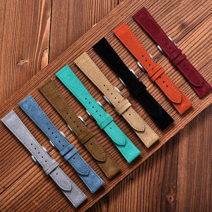 Vintage Suede Leather Watch Band – Quick Release 18/19/20/22mm for Men & Women