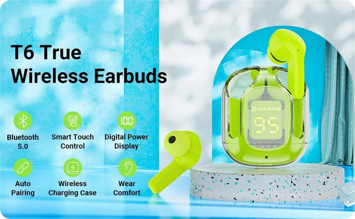 AEDG Air 31 Transparent Crystal TWS Wireless Earbuds – ENC Noise Cancelling, Gaming Mode, Dual Driver