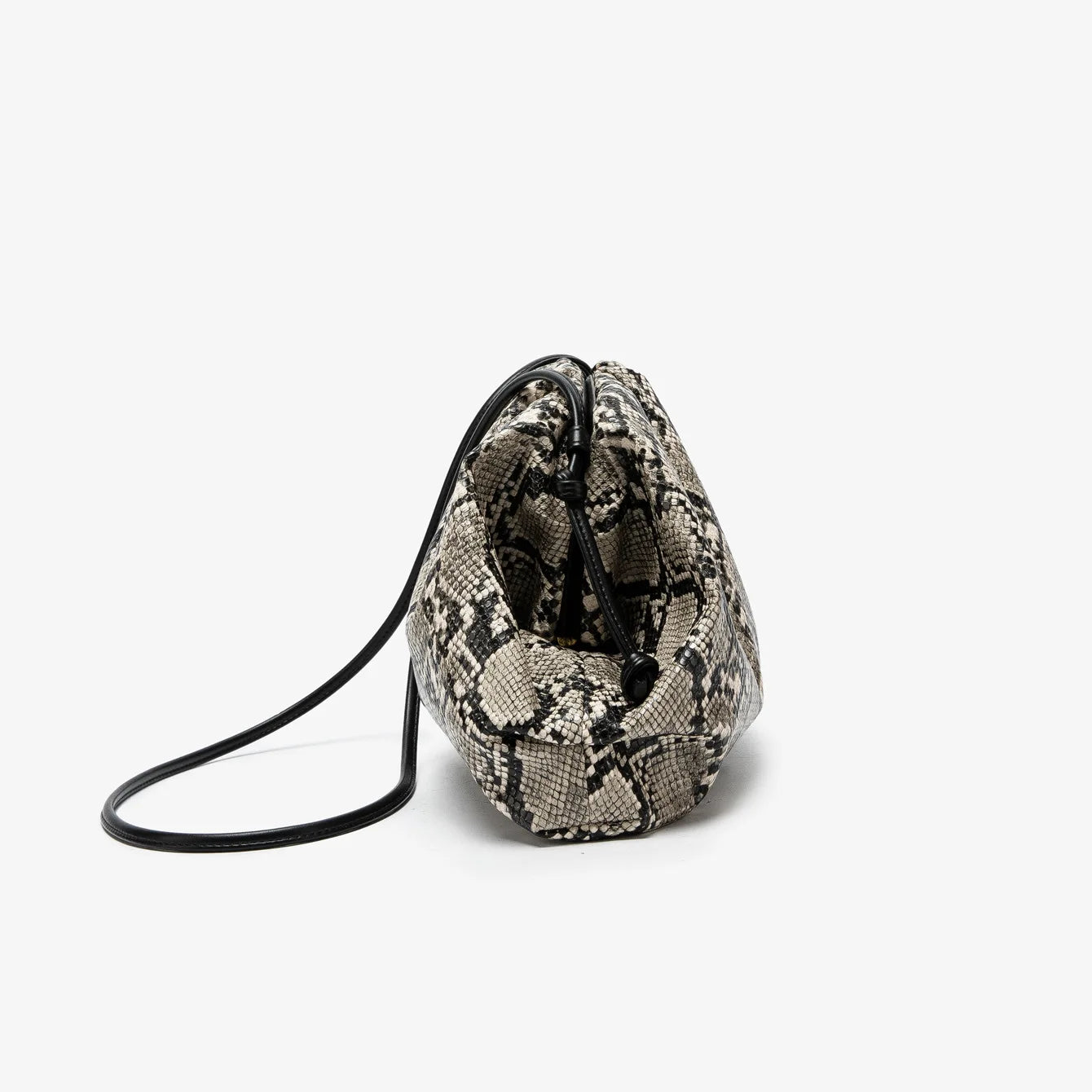 Ruched Snake Pattern Dumpling Shoulder Bag