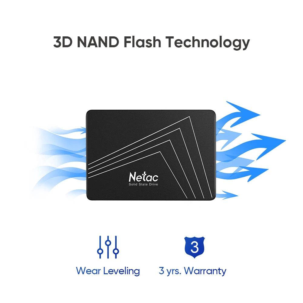 Netac 2.5" SATA3 SSD | 128GB to 2TB | Internal Solid State Drive | Laptop & PC Upgrade