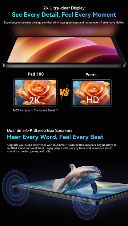 OSCAL Pad 100 Tablet – 12" 2K IPS, Android 15, Unisoc T615, 9000mAh, 4G LTE, 16MP