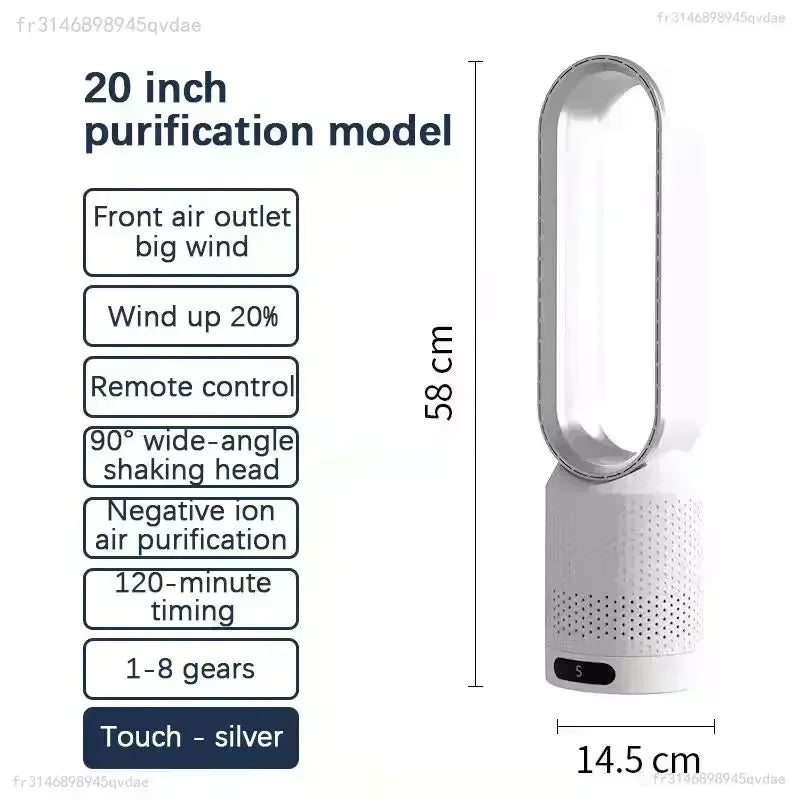 INSIS FEMME Bladeless Tower Fan – Ultra-Quiet Air Purification Circulation, Desk & Floor, Remote Control Option