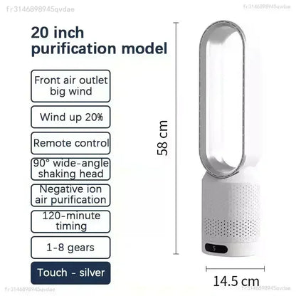 INSIS FEMME Bladeless Tower Fan – Ultra-Quiet Air Purification Circulation, Desk & Floor, Remote Control Option