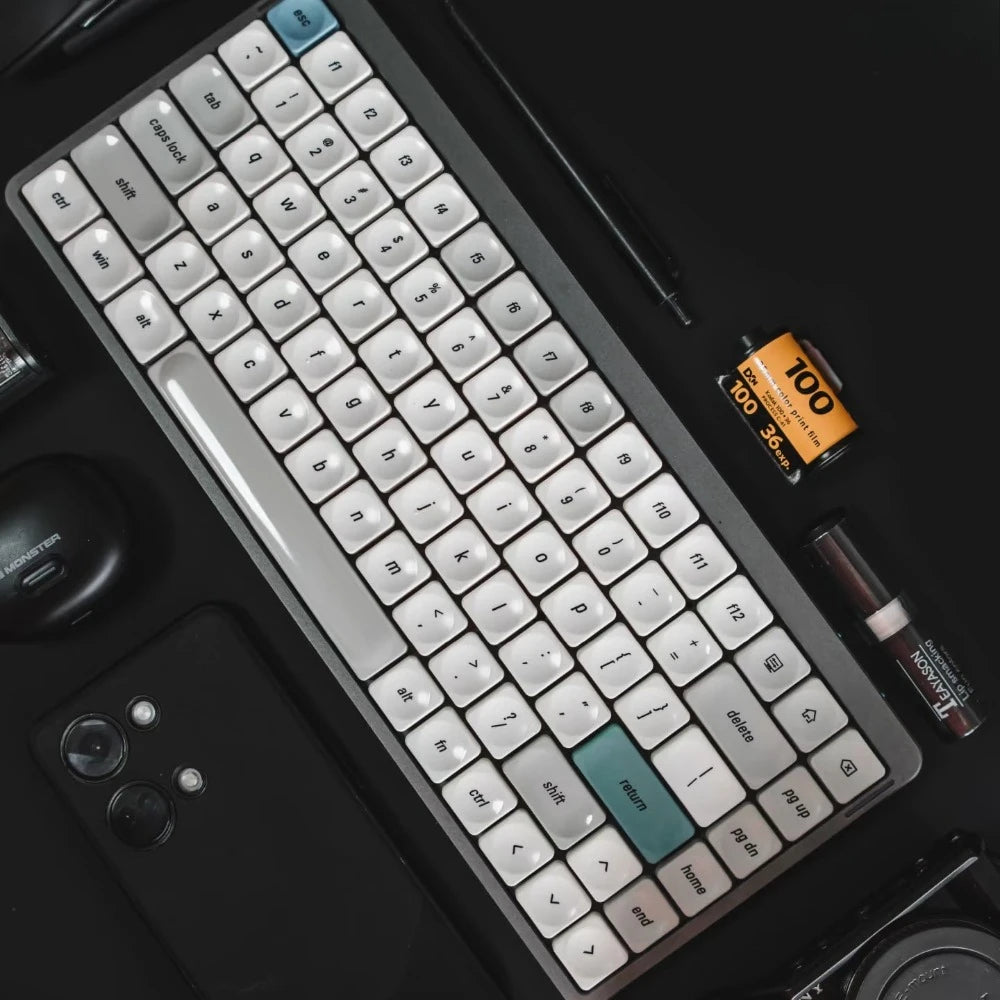 LCK Theme Low Profile PBT Keycap Set – Retro Gray, Custom Office & Gaming Keyboard Caps