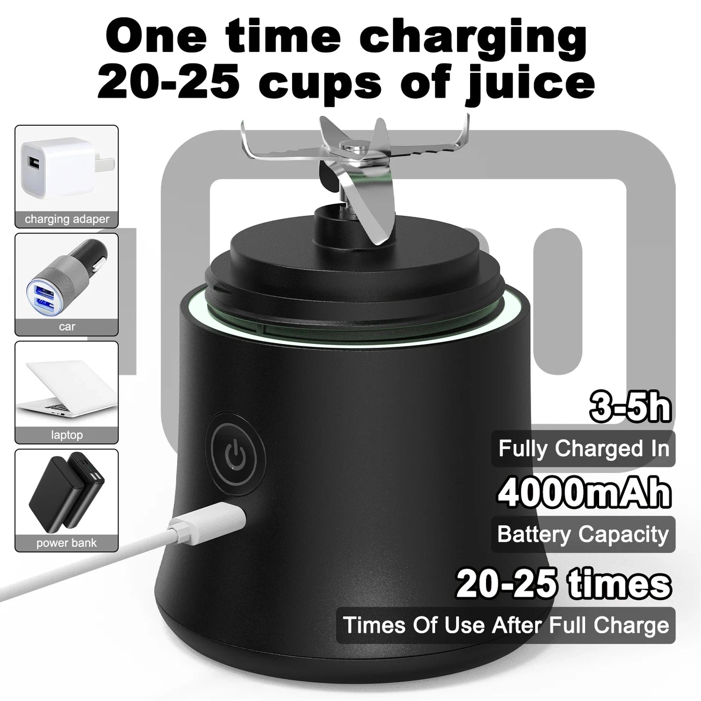 Portable Blender 600ml – USB Rechargeable