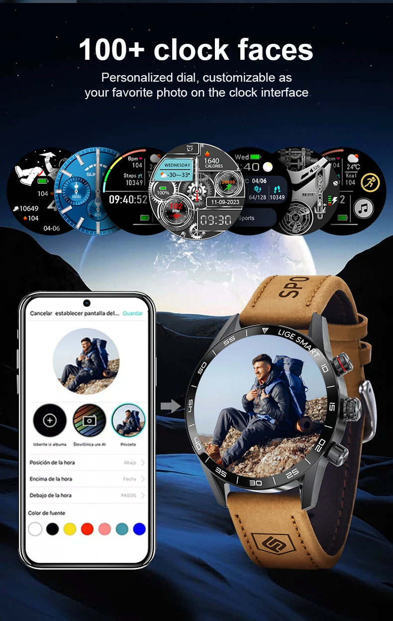 LIGE 2024 Rugged Military GPS Smart Watch – AMOLED HD, Heart Rate, BT Call, Waterproof