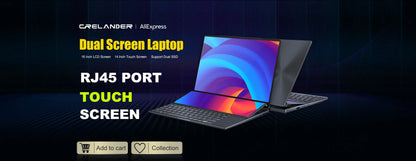 CRELANDER 16" Dual Touch Screen Laptop – Intel Core i7-1260P, 16/32/64GB DDR4, up to 4TB SSD, Windows 11
