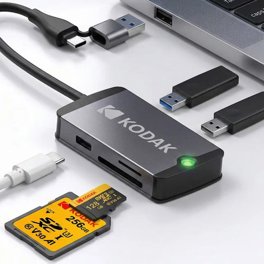 KODAK USB-C Hub – USB 3.0, SD & MicroSD Card Reader for Phone, Tablet, MacBook & Laptop