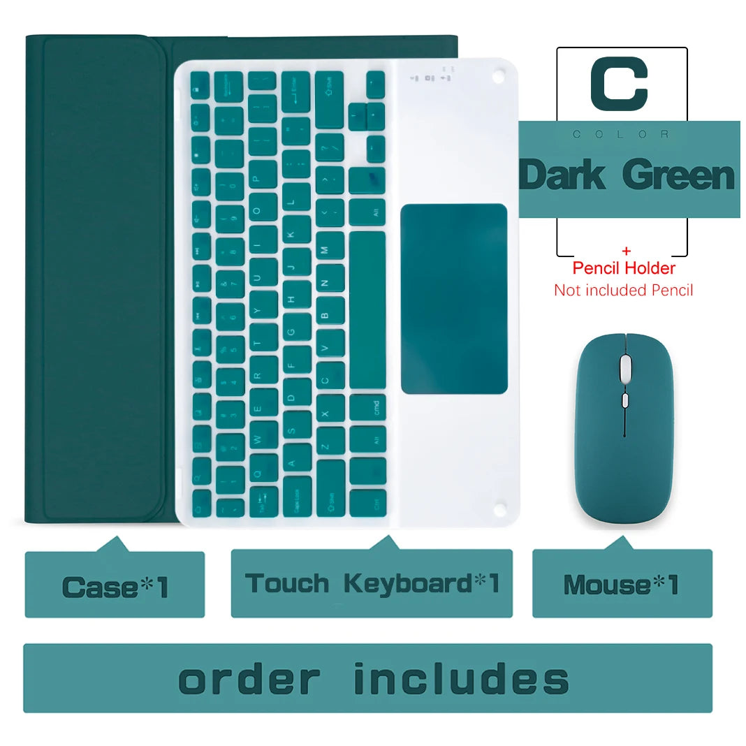 Wireless Magic Keyboard & Mouse Case for iPad Pro 11/13, Air 11/13, iPad 7-10 Gen – Bluetooth, Touchpad