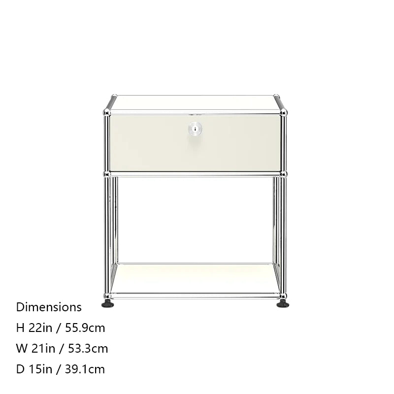 Stainless steel R.E.D. Shopping metal nightstands with storage cabinets, modern bedroom furniture for living room or bedroom use