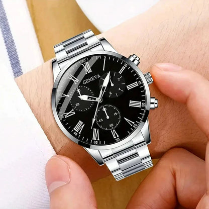 Men's Classic Business Quartz Watch - Stainless Steel Band, Elegant Dress Watch