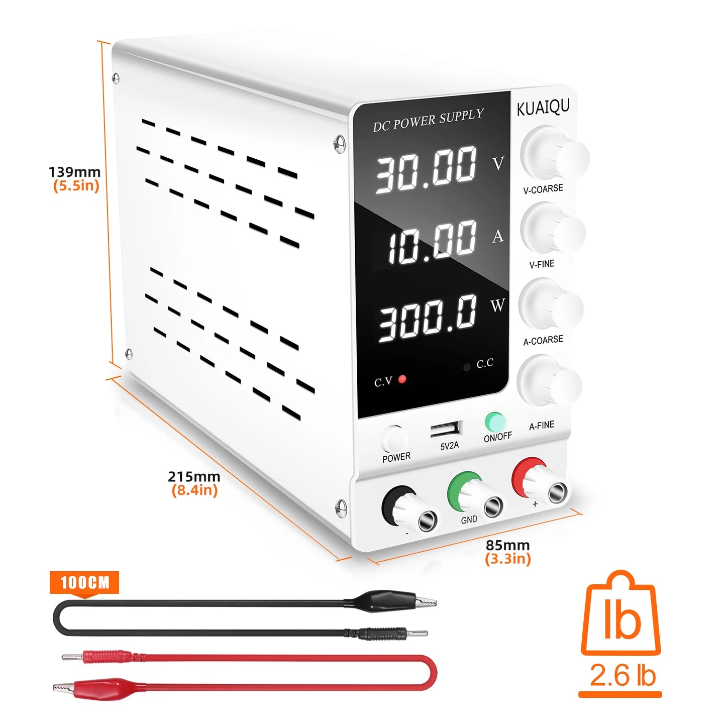 KUAIQU Adjustable DC Lab Bench Power Supply (30V–120V)