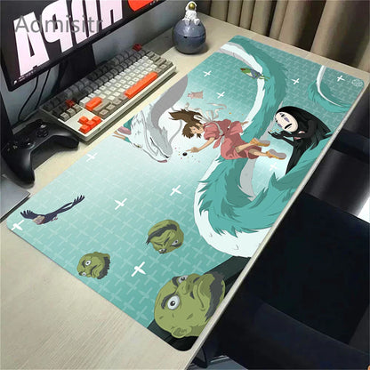 XXL Cartoon Cat Mousepad – 90x40cm HD Print, Non-Slip, Locking Edge Desk Mat