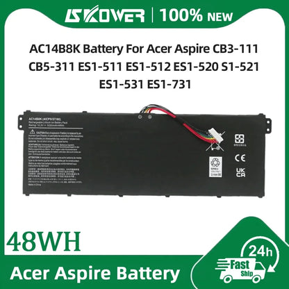 SKOWER AC14B8K Replacement Battery – Acer Nitro 5, Aspire, ES1, V3 Series