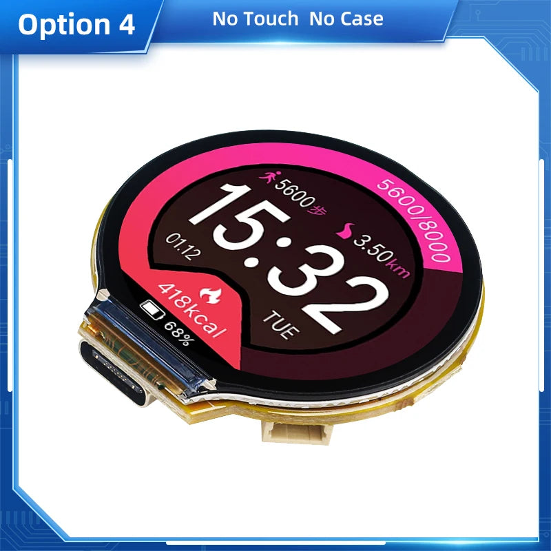 ESP32-C3 WiFi & Bluetooth development board with 1.28-inch round LCD display, featuring microcontroller and connectivity options.