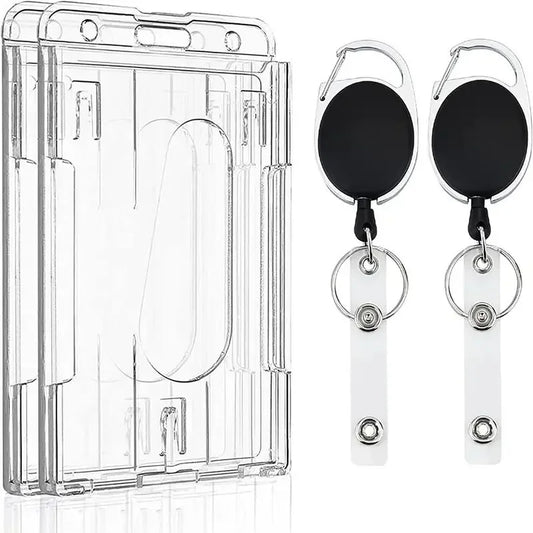 Transparent ID Badge Holder with Retractable Badge Reel