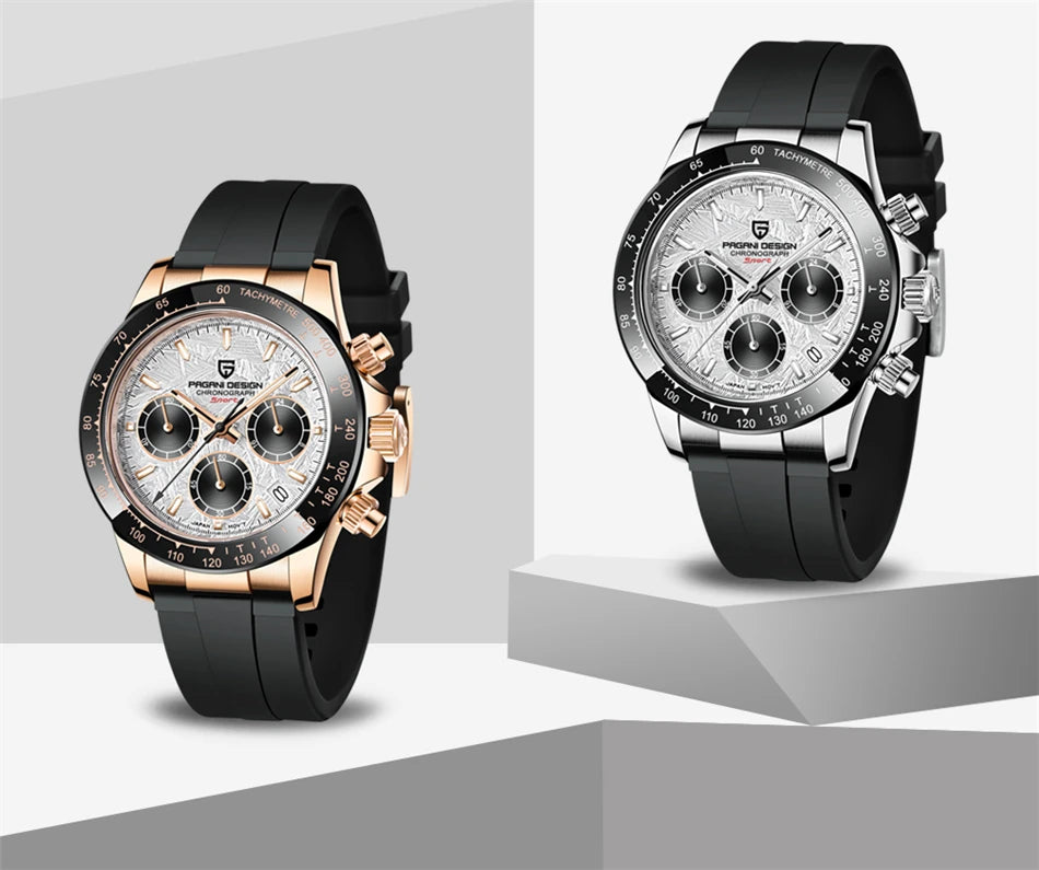 PAGANI DESIGN Men's Luxury Chronograph Watch – 100M Waterproof, Quartz Sport Wristwatch, Gift