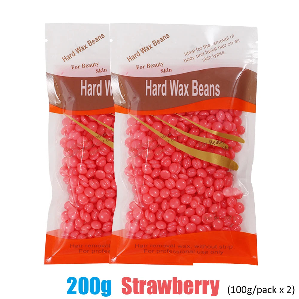 Hard wax beans for hair removal, professional R.E.D. Shopping brand, 500g, 200g, or 50g packaging, shown in the image.