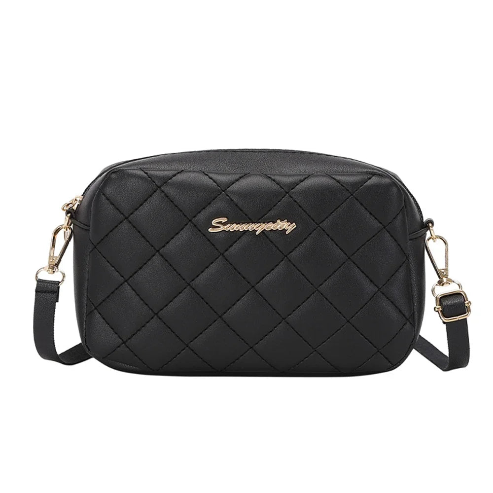 Tassel Diamond Grid Embroidery Crossbody Bag with Chain Strap