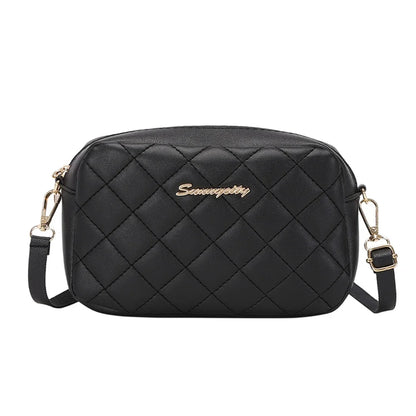Tassel Diamond Grid Embroidery Crossbody Bag with Chain Strap