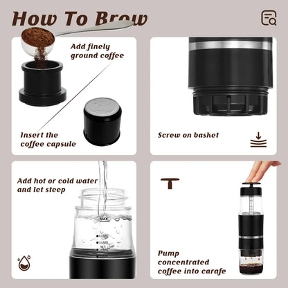 Portable Hand Press Espresso Maker – Manual Coffee Machine for Travel & Camping | Nespresso Capsule & Ground Coffee Compatible