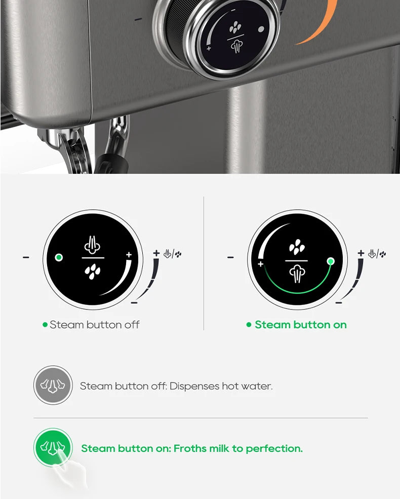 HiBREW H10A 20Bar Semi-Automatic Espresso Machine – 58mm Portafilter, Metal Case