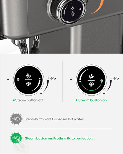 HiBREW H10A 20Bar Semi-Automatic Espresso Machine – 58mm Portafilter, Metal Case