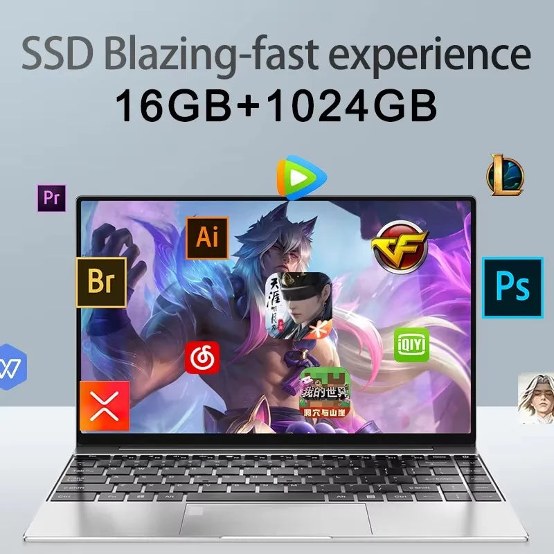 Ultra Slim 14.1" Laptop – Intel N3700, Up to 16GB RAM, Up to 2TB SSD, Win 11