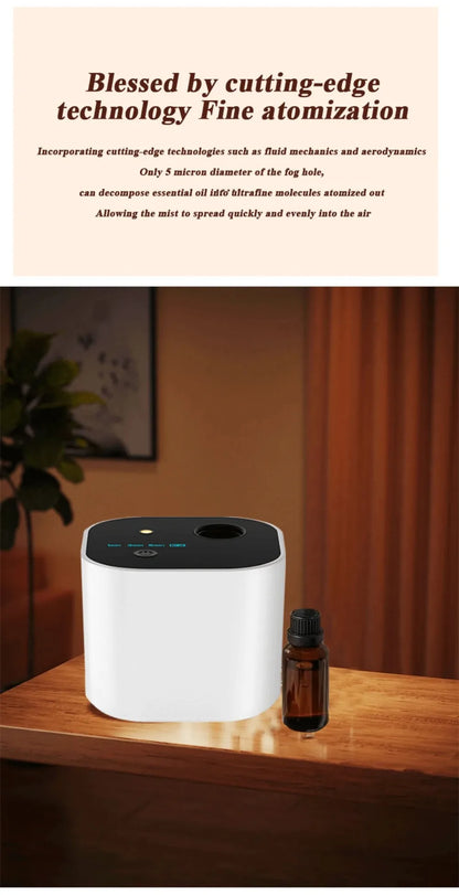 Waterless Portable Aroma Diffuser – 3 Mist Modes, Essential Oils