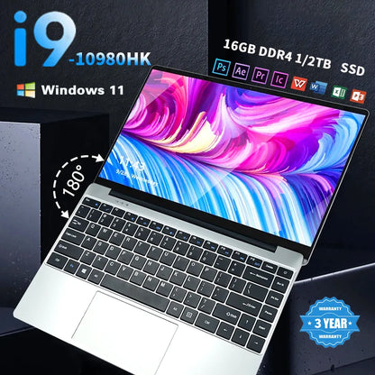 FUCHU 14.1" Laptop – Intel Core i9-10980HK, 16GB DDR4, up to 2TB SSD, Windows 11 Pro