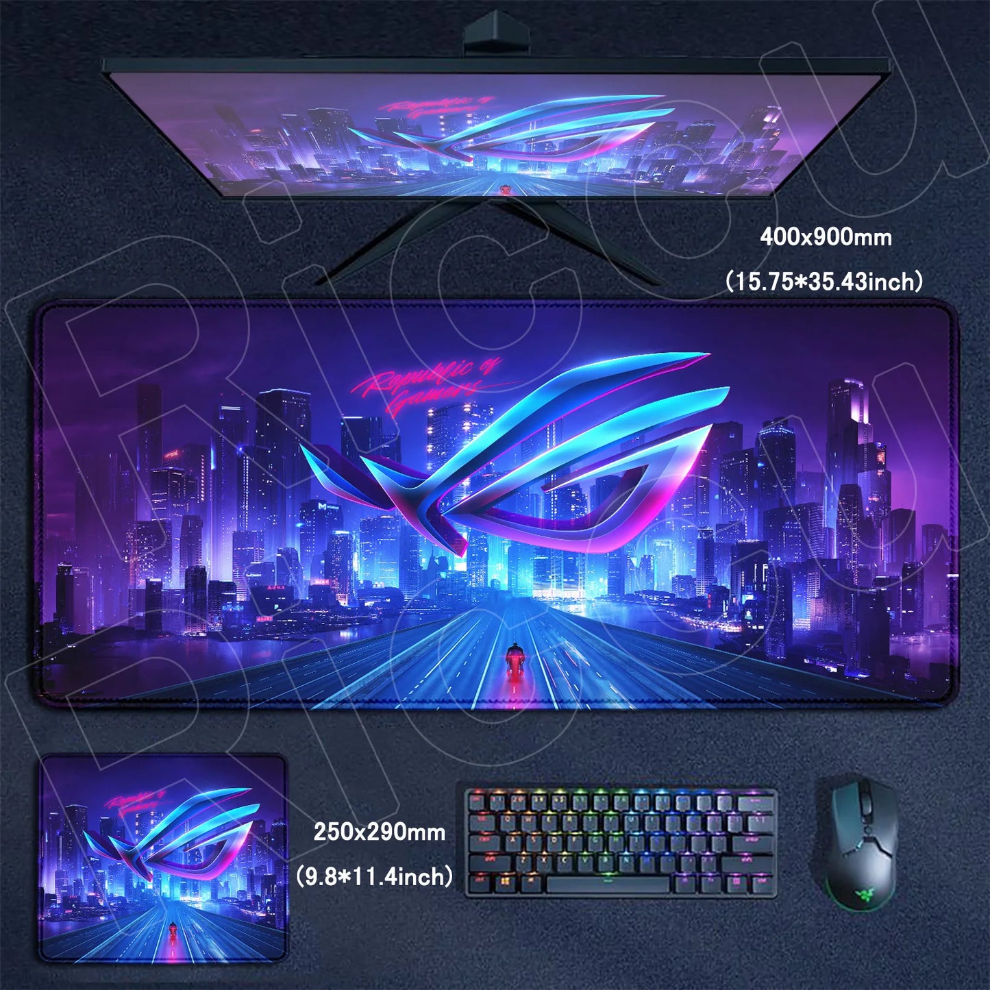 Riccu XXL Anime Gaming Mouse Pad — HD Print, Stitched Edges, Multiple Sizes