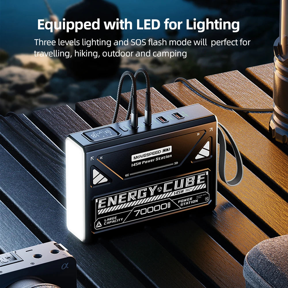 MOVESPEED Z70 Pro Power Bank 70000mAh – 100W Fast Charge, USB-C, for iPhone, Laptop, Outdoor