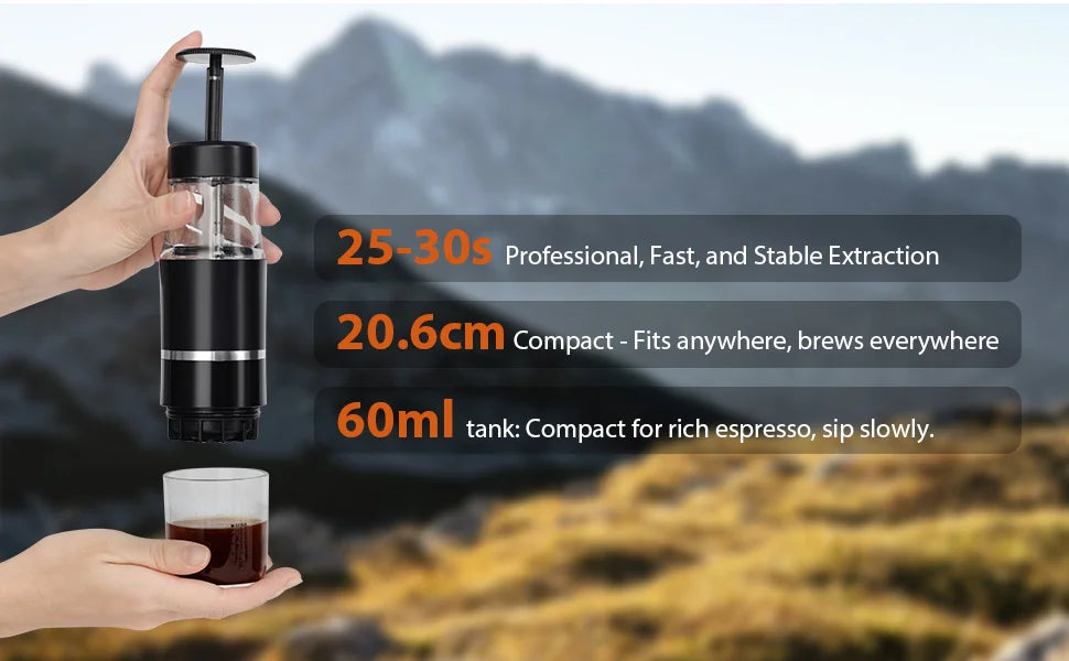 Portable Hand Press Espresso Maker – Manual Coffee Machine for Travel & Camping | Nespresso Capsule & Ground Coffee Compatible