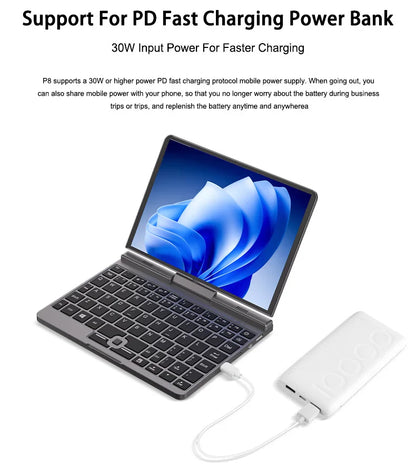 CRELANDER P8 8" 2-in-1 Mini Laptop | Intel N150 | 12GB DDR5 | Touch Screen | WiFi 6 | Win 11 | Pocket PC
