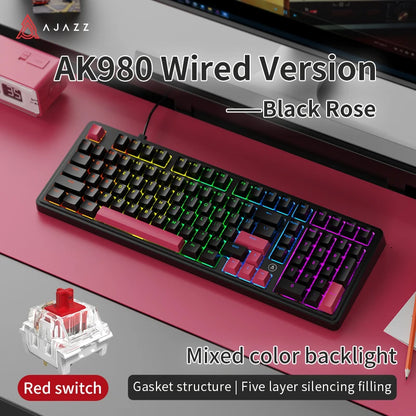 AJAZZ AK980 Mechanical Keyboard – 98-Key, Wired, Hot-Swap, Gasket Mount, RGB, CE/RoHS