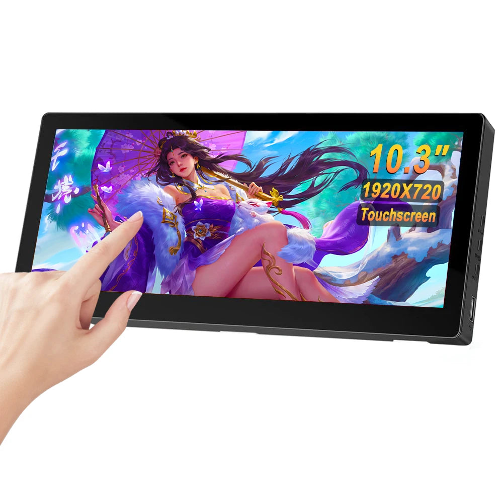 10.3" Long Strip LCD Touch Monitor – 1920x720 Secondary Display for CPU/GPU Temp, AIDA64