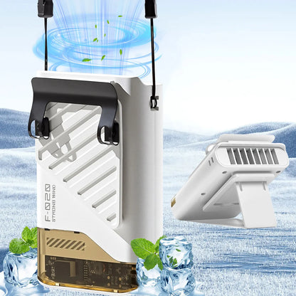 Portable Waist Fan with Belt Clip – Leafless Neck Hanging Fan, 5-Speed, USB, for Outdoor & Office