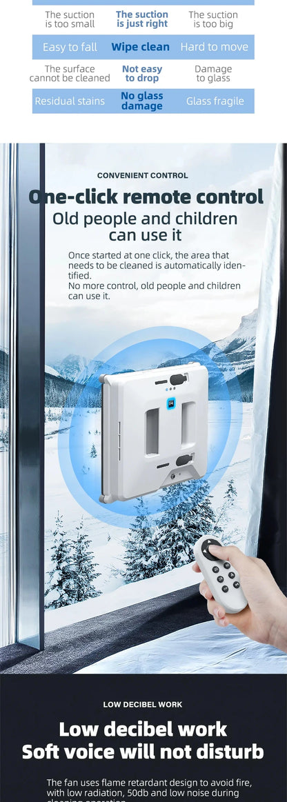 Window Washer Robot W140 – Dual Water Spray, Remote Control, Anti-Fall, EU/UK/US Plug